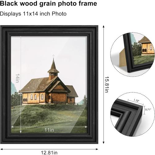 PEALSN 11x14 Picture Frame with Real Glass Front and Black Backboard