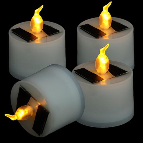 Solar Tea Lights Outdoor Waterproof Led Candle Lamps Flickering Solar Candle Lights for Garden Yard Wedding Party Home Decor 4 Pack
