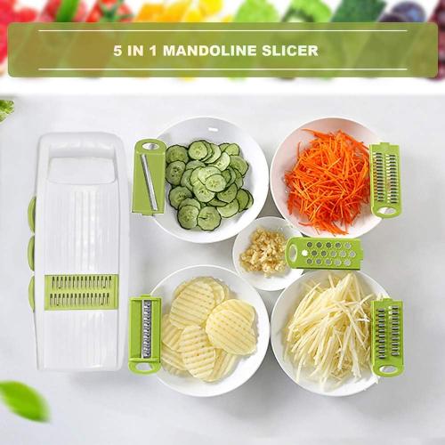 NACOLUS 5 in 1 Mandoline Slicer Vegetable Slicer Mandolin Multi Blade Potato Veggie Slicer Vegetable Cutter Julienne Shredder Potato Slicer Green