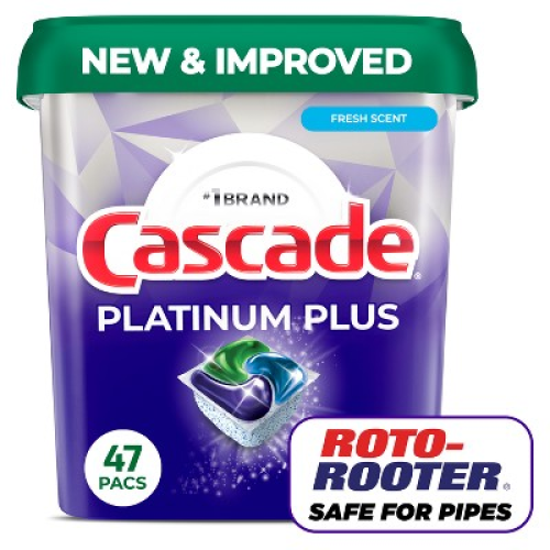 Cascade Free & Clear Action Pacs Dishwasher Detergent Tablets - Lemon Essence - 47ct