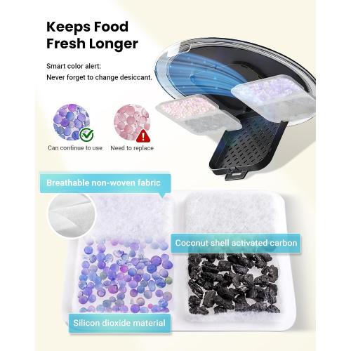 Automatic Cat Feeder for 3 Cats with WiFi Control, Anti-Jam System, 6L