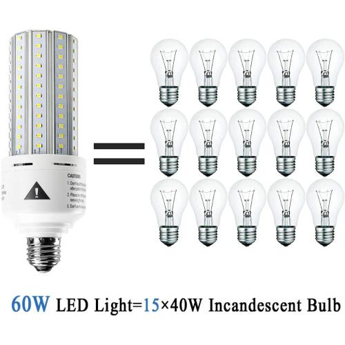 ZP 2 Pack 500W Equivalent LED Light Bulb 7500 Lumen 5000K Daylight White Bright E26/E27 Medium Base 60W Corn Light Bulbs for Outdoor Indoor Garage Warehouse Factory Backyard Street