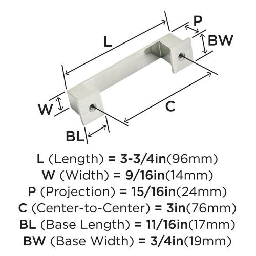 Appoint 3 in. (76mm) Traditional Satin Nickel Bar Cabinet Pull
