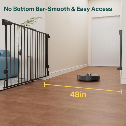 Cumbor Expandable 31.6-48 No Bottom Bar Baby Gate for Stair, Wide Dog Gate | 2-in-1 Hardware Mounted, 28 Tall Pet Gate for Doorways with Large Walk Thru Door, Child-Proof Safety Gate for Kids (Black)