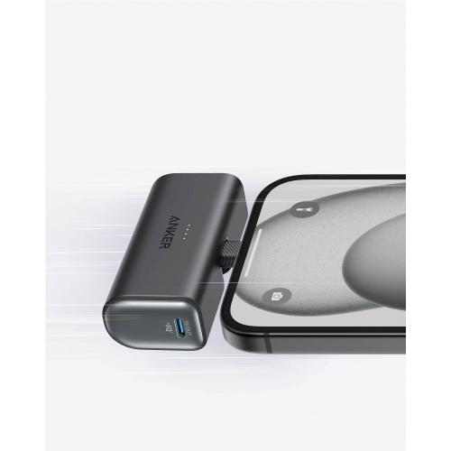 Anker - Nano Power Bank with Built-in Foldable USB-C Connector - Black