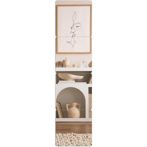 Glass Full-Length Wall Mirror Tiles, 4 Pieces in Total, Square Wall Mounted Mirrors, Suitable for Frameless Mirror Tiles in Home Gyms, Bedrooms, and Doors