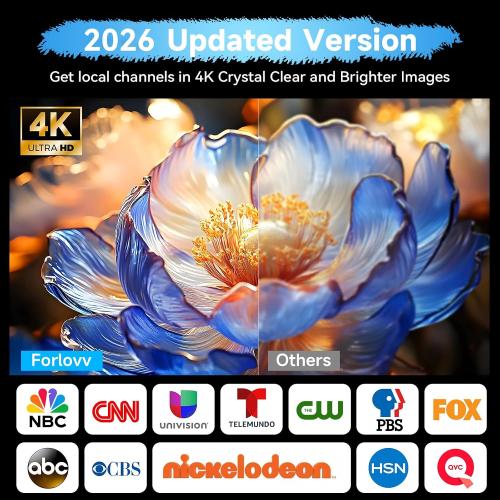 3600  Miles TV Antenna Indoor, 360° Reception Digital Antenna for Smart TV and Old TVs, HD Antenna for Local Channels with Amplifier Signal Booster Support 4K 8K 1080p -38ft Thick Coaxial Cable