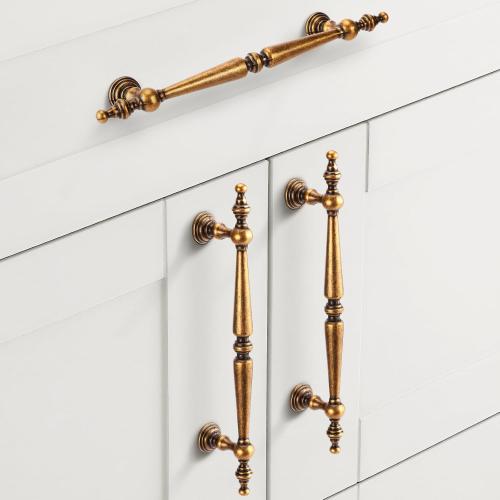 Shimeyao 10 Pack Antique Brass Vintage Cabinet Pulls 5(128mm) Hole Center