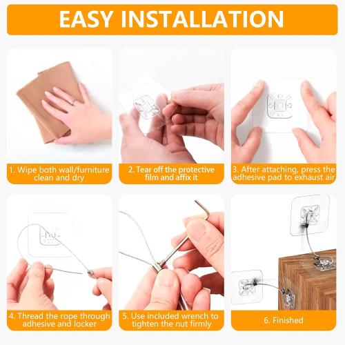 No Drill Metal Furniture Wall Anchors (10 Packs) for Baby Proofing