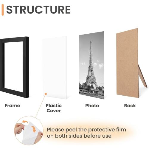 upsimples Picture Frames Set of 10, Including 8x10, 5x7, 4x6 Black Frame