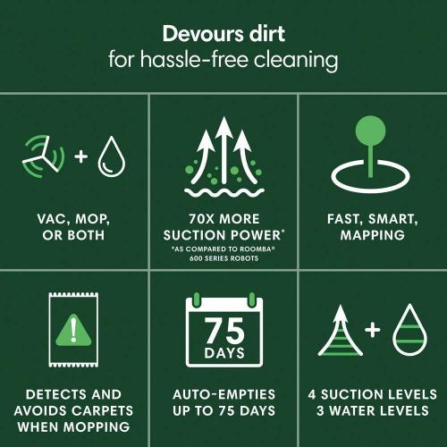 Roomba 105 Combo 13. 2 in. Robotic Vacuum and Mop   with Smart Navigation   AutoEmpty Dock​ in Black