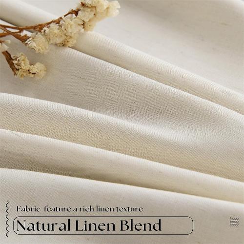 Cream Beige Linen Pinch Pleat Black Out Curtains 84 Inch Length 2 Panels