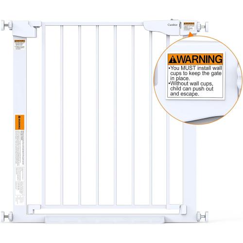 Cumbor 30-48 in Baby Gate for Stairs, Auto Close Dog Gate Indoor, White