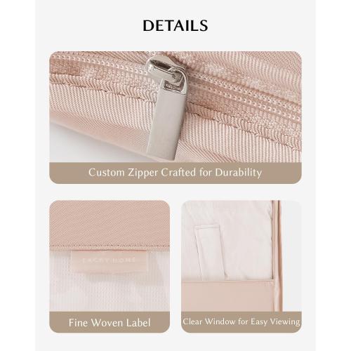 Beige Garment Bag for Hanging Clothes, Space Saving Dustproof Clothes Cover with Self-Compression Zipper, Visible Closet Organizer for Closet Storage (2 Each)