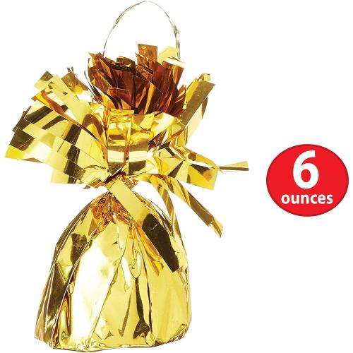 Beistle Metallic Wrapped Balloon Weight – 6 Pack, Gold Balloon Centerpiece Bouquet Holders, Party Decoration Accessories for Birthdays, Weddings, Graduations, and Retirement Celebrations, 6 Oz