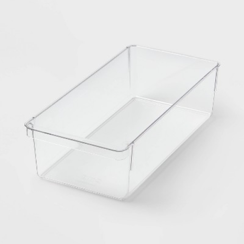 Large Narrow Fridge and Pantry Organizer Bin - Brightroom™: Clear BPA-Free PETG, Freezer-Safe, Hand Washable