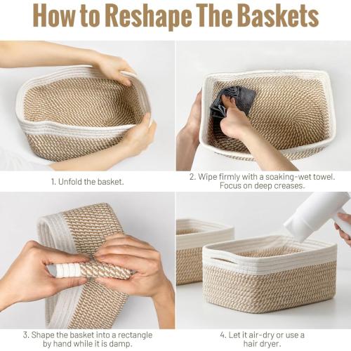 5 Pack Small Woven Storage Baskets for Shelves, Gift Baskets Empty