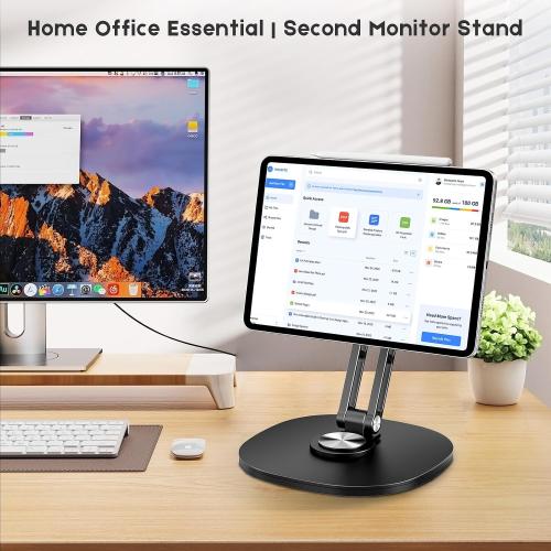OHLPRO Universal Magnetic iPad Stand for Desk, Foldable Tablet Holder with 360° Rotation, Aluminum Desktop Mount for iPad/Tablet/Monitor up to 15.6, Office Desk Accessories Men/Women Gifts