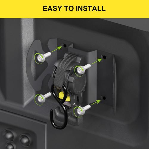 2PCS Rotating Retractable Ratchet Straps Fit for Ford F-150 F-250 F-350 2015–2025 Auto-Retract Tie Down System with Heavy Duty Swivel Ratchet & Boxlink Anchors Truck Bed Straps (OEM Black)