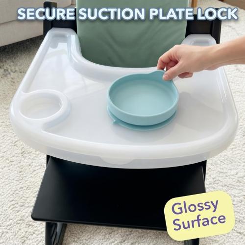 Tray Cover for Stokke Tripp Trapp High Chair – Opal | Easy-Clean Glossy Surface with Suction Plate Lock | Perfect Snap-On Fit Protects Original Tray | Dishwasher Safe