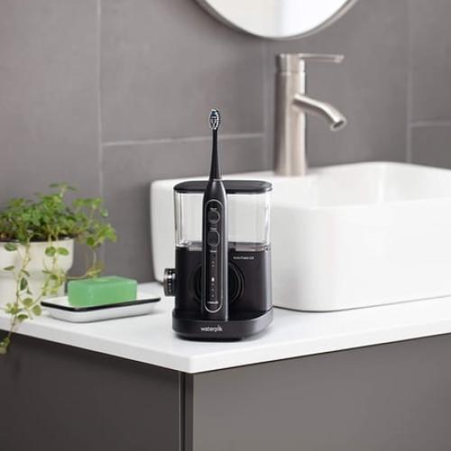 Waterpik SF-04 Sonic-Fusion 2.0 Professional Flossing Toothbrush, Electric Toothbrush and Water Flosser Combo In One Black