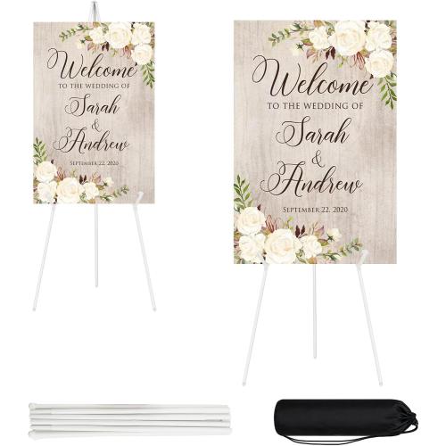 JEAWIWI 2 Pcs Lightweight Easel Stand, 66 Inch, White, with Carry Bags
