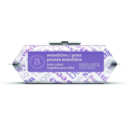 Amazon Elements Baby Wipes, Sensitive, Unscented, Cleans Gently, 810 Count, Flip-Top Packs, Pack of 4