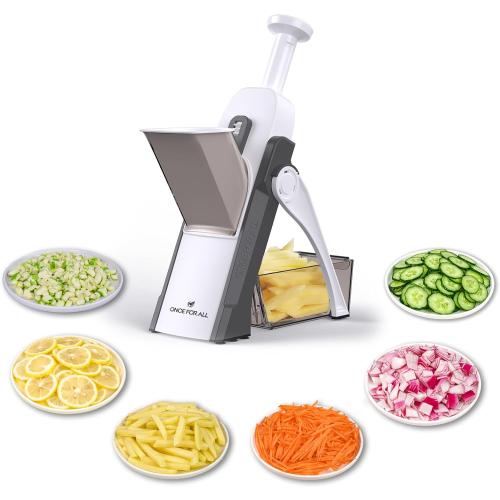 ONCE FOR ALL Safe Mandoline Slicer Kitchen, All in 1 Vegetable Slicer, Gray