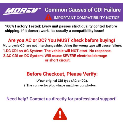 MOREV 6-Pin DC CDI Ignition Module for GY6 50cc-150cc Scooters and Go Karts