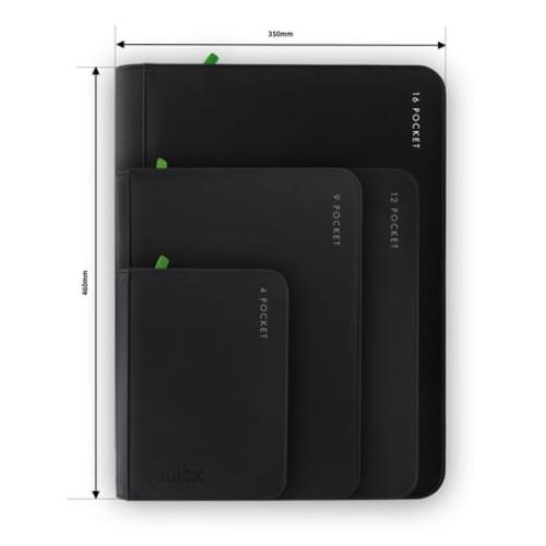 Vault X 16 Pocket XXL Trading Card Zip Binder, 1088 Cards, Premium Exo-Tec Album Material, 34 Side-Loading Pages, Folder for Collectible Games, Sports, TCG (Black)