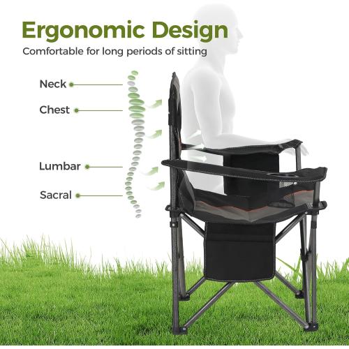 ALPHA CAMP Oversized Fully Padded Camping Chairs with Lumbar Support | Heavy duty 500 LBS, Steel Frame, Sturdy, Durable, Cooler Bag,600D Oxford fabric ,Cup holder,Carry Bag,Pocket, Easy to set up