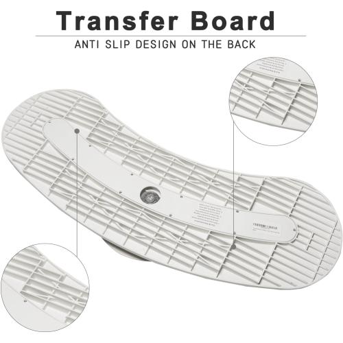Crescent-Shaped Transfer Board with 360° Rotating Disk for Assisted Wheelchair Transfers, 400 lb Support