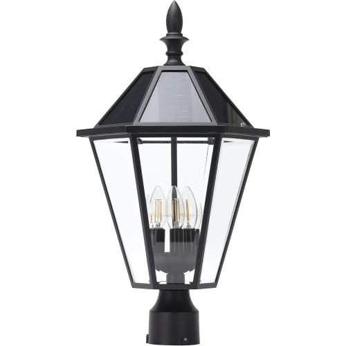 LUTEC 12513LE4-SL-Head LED Post Solar Light Outdoor, Dusk to Dawn Vintage Street Lights for Lawn Patio Yard Pathway Garden Mount (Base Not Included)