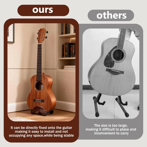 Acoustic Guitar Stand, Portable Adjustable Guitar Stand Floor, Clip-On Self-Standing Solid Wood Guitar, Guitar Holder for Acoustic, Classic and Folk Guitar