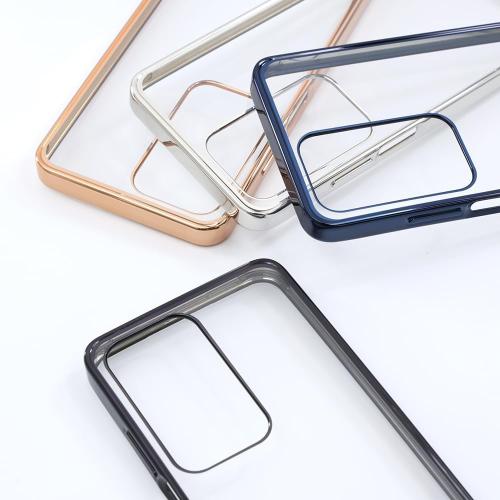 レイ・アウト Layout Oppo A3 5G Like Standard Shock Absorption Bumper Metallic Hybrid Case Silver Oppo A-3 Hard Soft Smartphone Case Smartphone Cover Clear Case Clear Cover Clear Type Clear Protective Shock