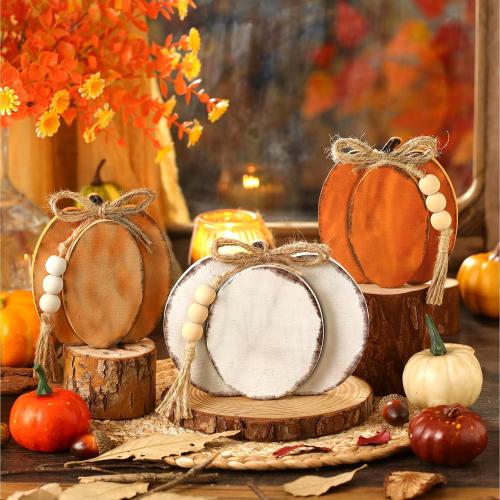 Cinnvoice 3 Pcs Fall Decorations for Home Pumpkin Table Decor