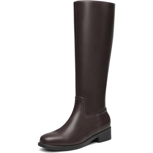 Size 8 5 Athlefit Knee High Boots for Women Flat Tall Fall Boots Chocolate Brown