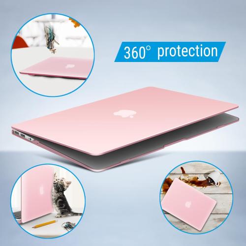 IBENZER Compatible with Old Version MacBook Air 13 Inch Case (2010-2017 Release). Models: A1466 / A1369, Plastic Hard Shell Case with Keyboard Cover for Mac Air 13, Rose Quartz, A1301RQ 1