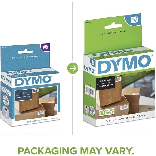 DYMO Authentic LW Multi-Purpose Labels, For LabelWriter Printers, Great for Barcodes, 1 x 2-1/8, 1 Roll of 500