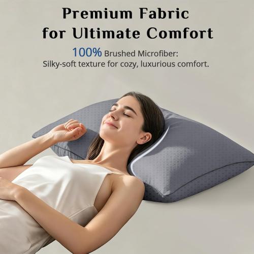 JOLLYVOGUE Grey Pillows Queen Size Set of 2, Supportive Firm Bed Pillows with Oeko-Tex Certified Soft Down Alternative Fill, Fluffy Luxury Hotel Quality for Back, Stomach and Side Sleepers