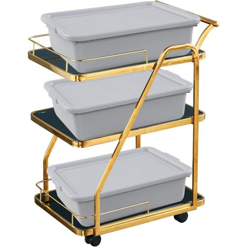 Wekioger 3 Pack Bus Tubs Commercial, 13 L Meat Tubs with Lids, Silver Grey