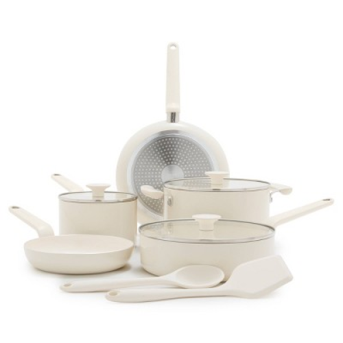 GreenPan Rio Advanced 10pc Ceramic Nonstick Cookware Set Cream