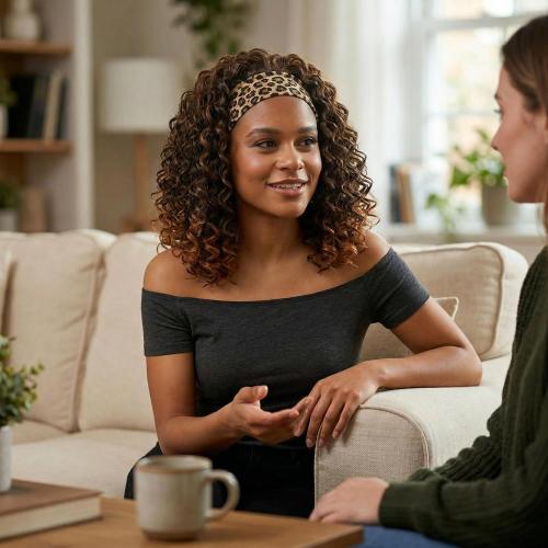 CINHOO Deep Curly Brown Headband Wigs for Black Women 12inch Short Deep Chocolate Brown Base with Gradual Warm Caramel Brown Highlights & Tips Headband Wig for Women Curly Half Wigs with Headbands