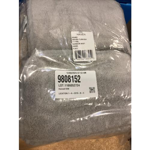 Haven Turkish Cotton Hand Towel in Harbor Mist Grey 6 Pack