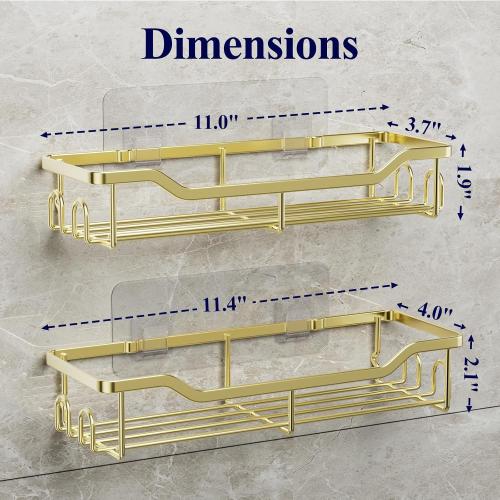 Kitsure Shower Caddy, Adhesive Shower Organizer, Large, Gold