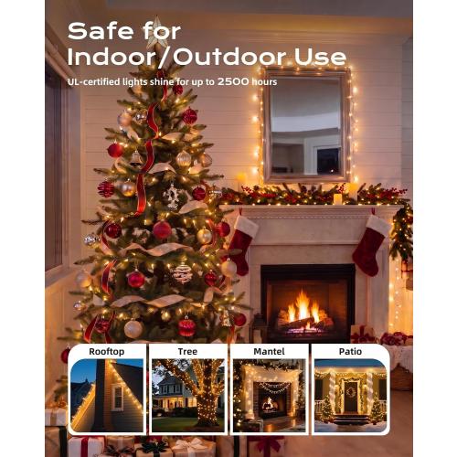 Brightown Christmas Lights Outdoor 100 Count 20Ft String Lights for Indoor | Clear Incandescent Bulb Mini Fairy Lights, Waterproof & Connectable for Xmas Decorations, Christmas Tree Garland, White Wire