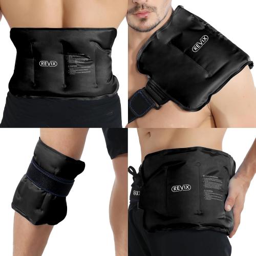 REVIX Large Ice Packs Wrap for Hip, Knee, Leg, Shoulder, Back, Reusable Gel Cold Pack for Injuries, Joint and Muscle Discomfort Relief, Black