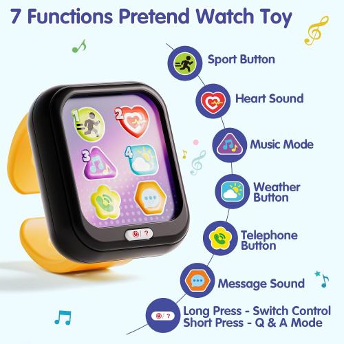 HOLA Toys for 1 Year Old Boys & Girls, 7 Functions Baby Musical Toy Watch, Learning & Travel Baby Toys 6-12-18 Months, Birthday Gift for Boys & Girls Christmas Stocking Stuffers