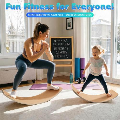 Balance Board Kids, [Natural Wood] Wobble Board for Kids Toddlers, Open Ended Montessori Waldorf Learning Toy, Gifts for 3 4 5 6 7 8 Year Old Boys Girls Kids Birthday & Christmas Stocking Stuffers