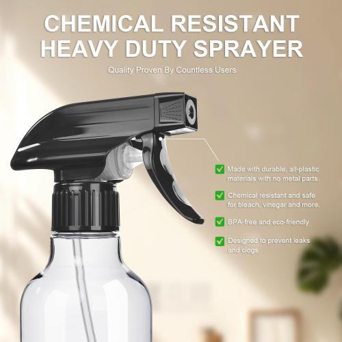 Uineko Empty Spray Bottles, Mist & Stream, Heavy Duty Sprayer, 2-Pack 10 Oz